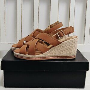 New Talbots Espadrilles Wedge Sandals Tan 7